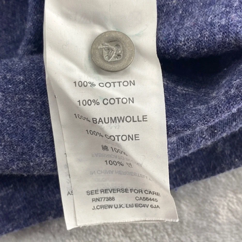 J. Crew Knot Goods Mens Large Slim Fit Long Sleeve Henley Shirt Blue Heathered